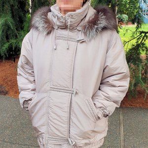 Mainframe Women's Winter Hooded Jacket / Coat with Fox Fur Size M